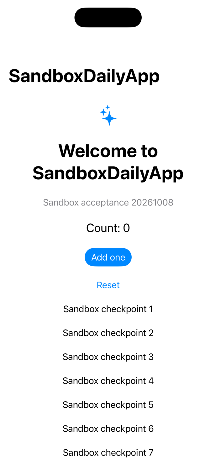 Real SwiftUI preview with the example counter at 0
